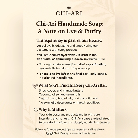 🧼 Soap & Lye: What You Should Know About Chi-Ari’s Handmade Bars - Picture 2 of 2
